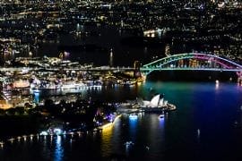 Fly By Night in a Helicopter over Sydney